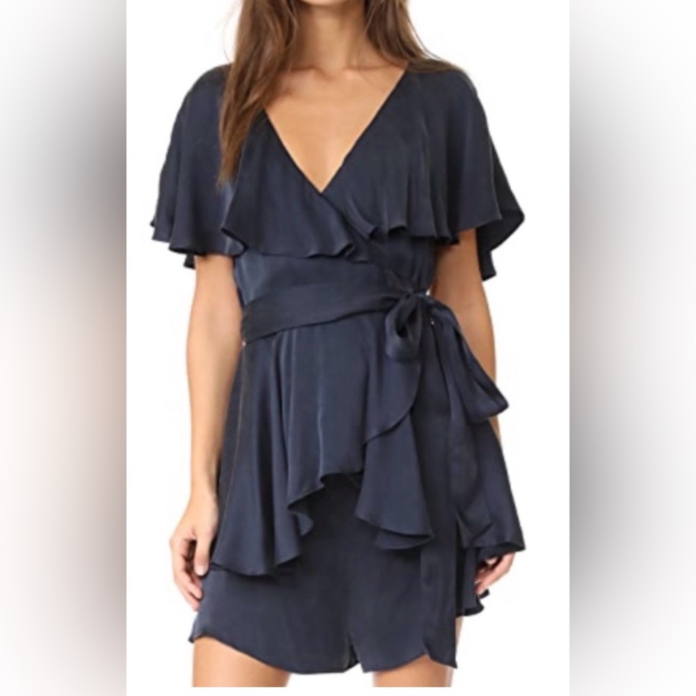 Zimmermann deep blue wrap dress romper
